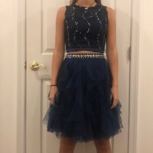 Homecoming Two Piece Dress Navy Blue